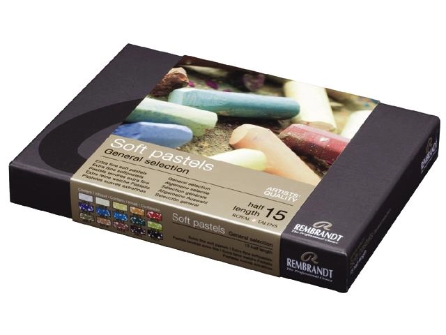 Een Rembrandt soft pastels 15 halve stuks algemene kleuren set koop je bij Terpen Tijn