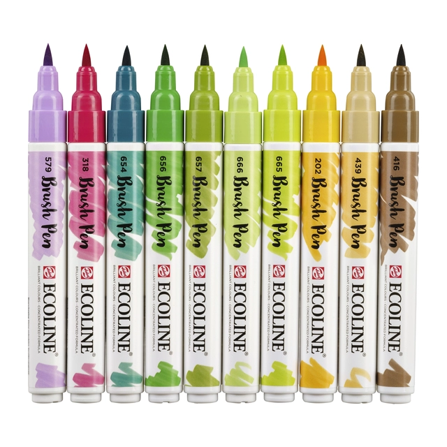 Een Ecoline brushpen set 10 stuks botanisch koop je bij Terpen Tijn