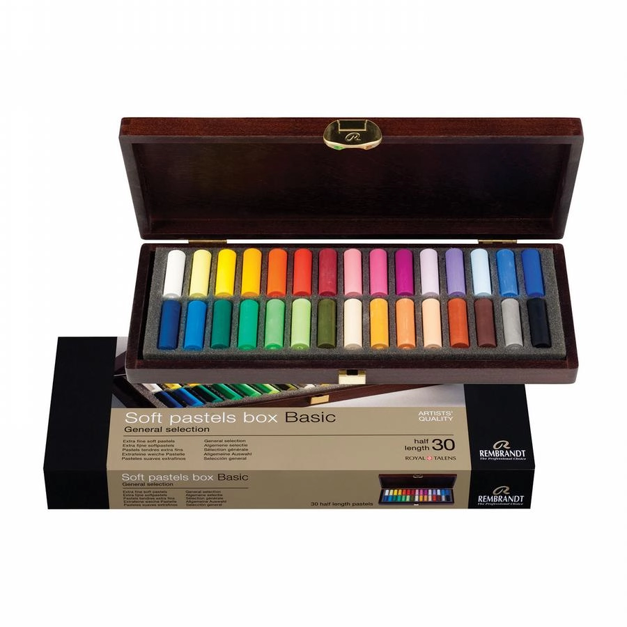 Een Rembrandt soft pastels 30 halve stuks algemene kleuren kist koop je bij Terpen Tijn