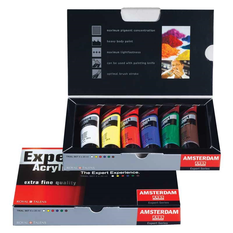 Een Amsterdam Expert acrylverf 6 tubes 20 ml set koop je bij Terpen Tijn