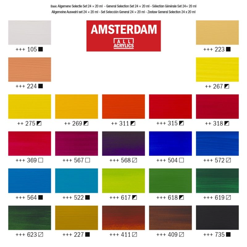 Een Amsterdam acrylverf 24 tubes 20 ml Standard Series koop je bij Terpen Tijn