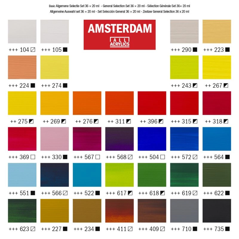 Een Amsterdam acrylverf 36 tubes 20 ml Standard Series koop je bij Terpen Tijn