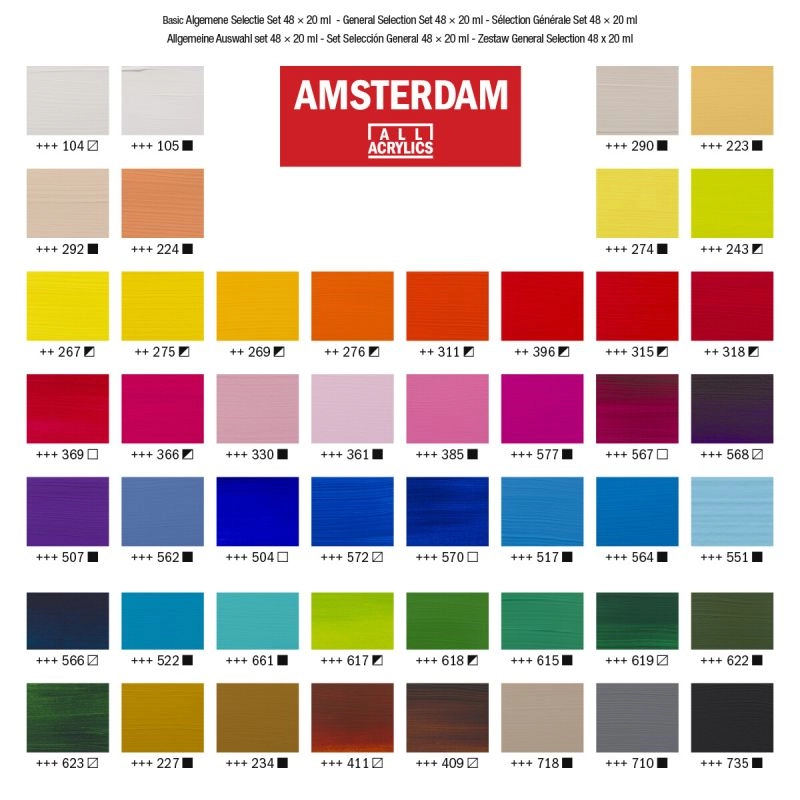 Een Amsterdam acrylverf 48 tubes 20 ml Standard Series koop je bij Terpen Tijn