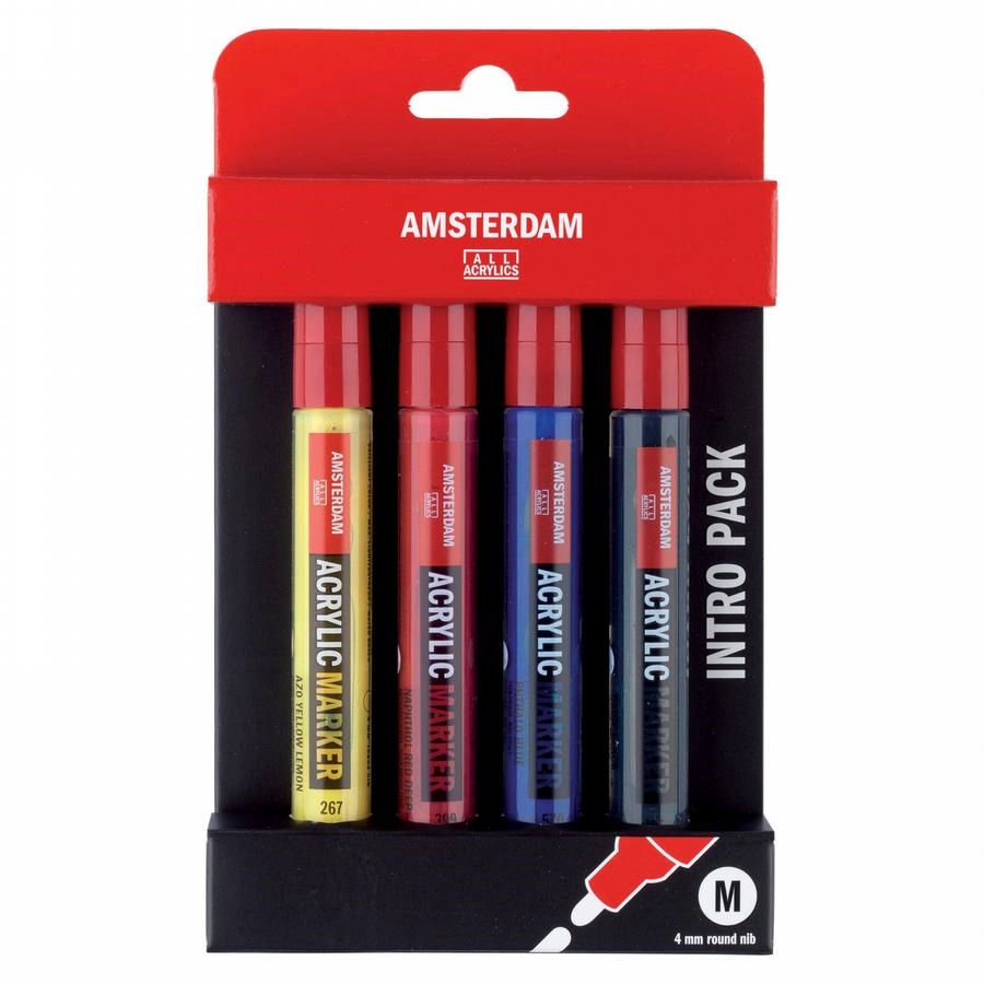 Een Amsterdam acryl marker 4 mm 4 stuks basis set koop je bij Terpen Tijn