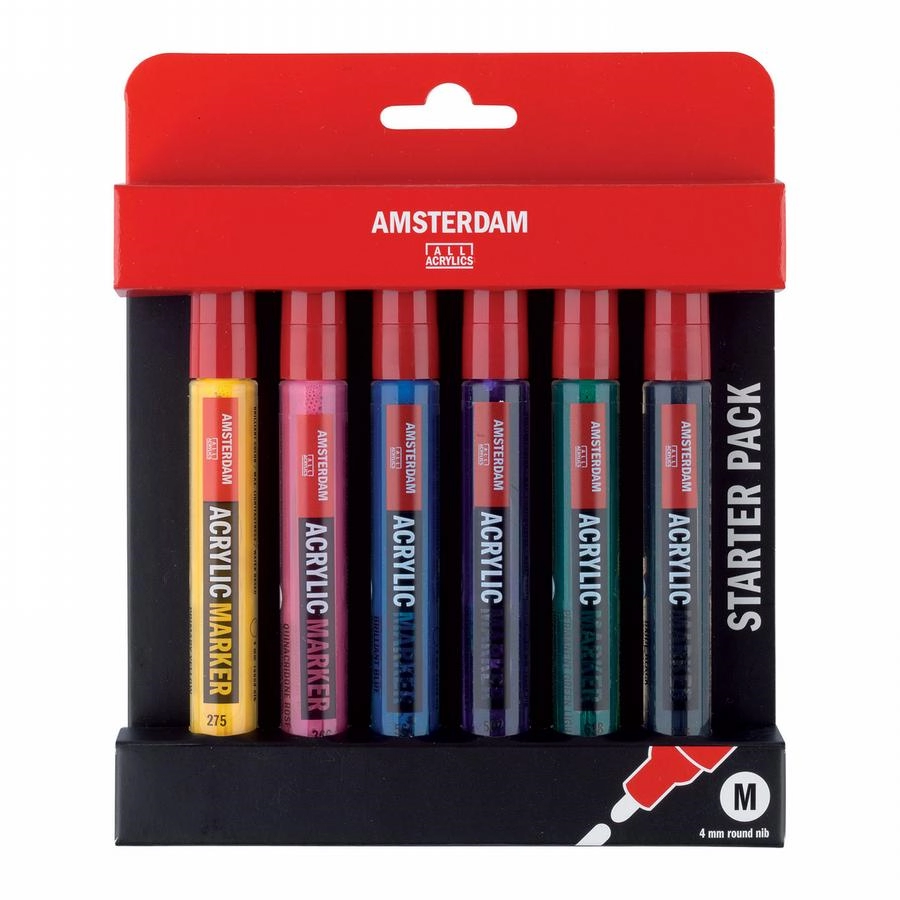 Een Amsterdam acryl marker 4 mm 6 stuks basis set koop je bij Terpen Tijn