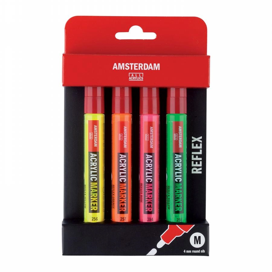 Een Amsterdam acryl marker 4 mm 4 stuks reflex set koop je bij Terpen Tijn