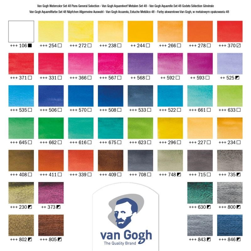 Een Van Gogh aquarelset met 48 napjes in metalen doos koop je bij Terpen Tijn