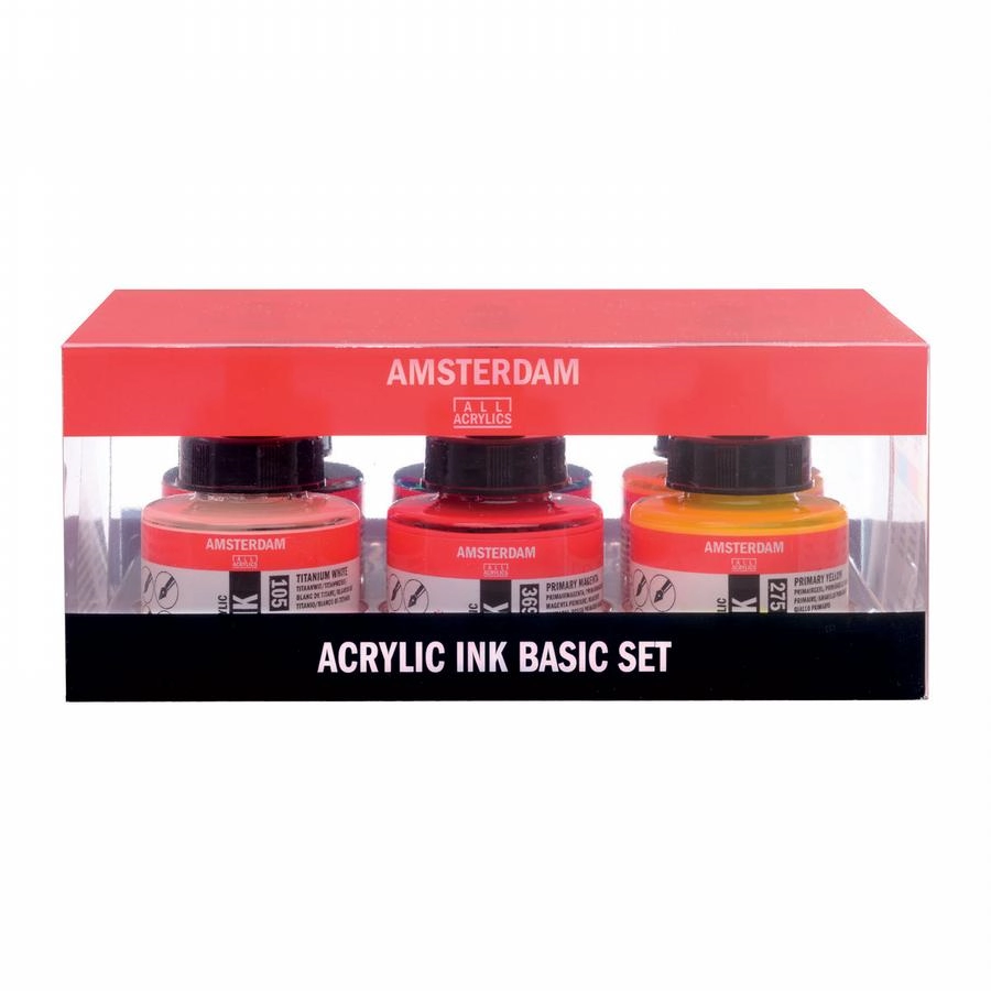 Een Amsterdam acrylic ink 6 flacons 30 ml set koop je bij Terpen Tijn