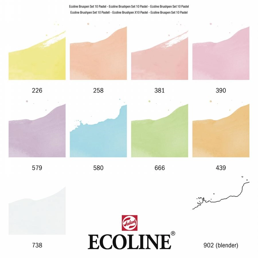 Een Ecoline brushpen set 10 stuks pastel koop je bij Terpen Tijn