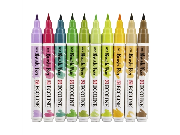 Een Ecoline brushpen set 10 stuks botanisch koop je bij Terpen Tijn