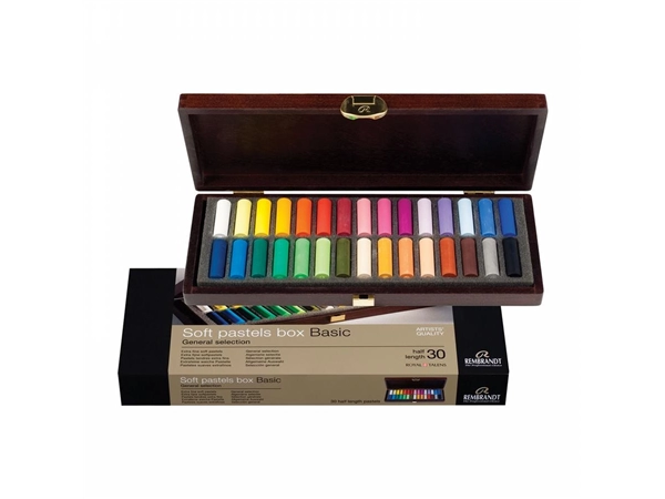 Een Rembrandt soft pastels 30 halve stuks algemene kleuren kist koop je bij Terpen Tijn