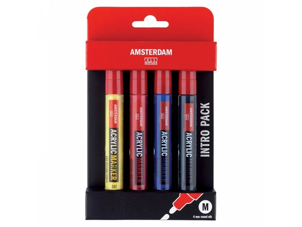 Een Amsterdam acryl marker 4 mm 4 stuks basis set koop je bij Terpen Tijn