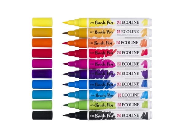 Een Ecoline brushpen set 10 stuks primair koop je bij Terpen Tijn