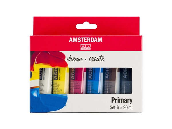 Een Amsterdam acrylverf 6 tubes primair 20 ml set Standard Series koop je bij Terpen Tijn