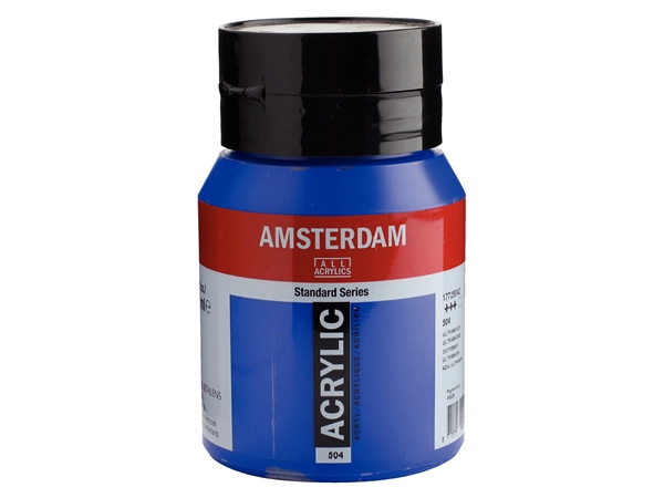 Een Acrylverf Amsterdam 500 ml 504 ultramarijn koop je bij Terpen Tijn