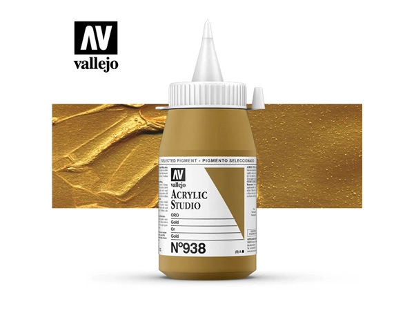 Een Acrylverf Vallejo 500 ml gold 938 koop je bij Terpen Tijn