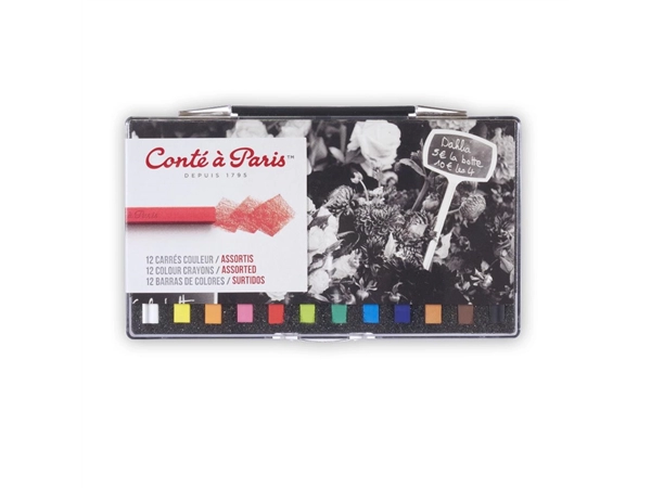 Een Conté carré pastels 12 stuks algemene kleuren set koop je bij Terpen Tijn