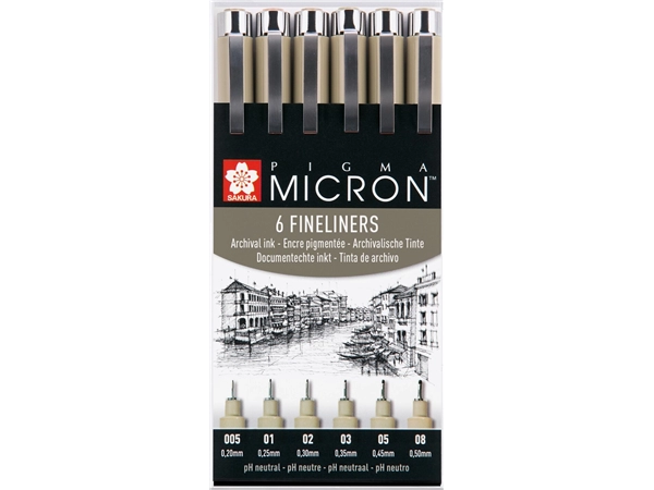 Een Sakura Pigma Micron fineliner 6 stuks set koop je bij Terpen Tijn