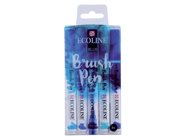 Een Ecoline brushpen 5 stuks blauw set koop je bij Terpen Tijn