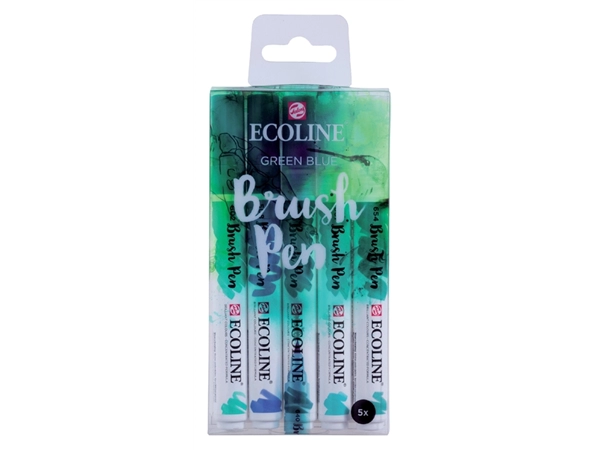 Een Ecoline brushpen 5 stuks groen blauw set koop je bij Terpen Tijn