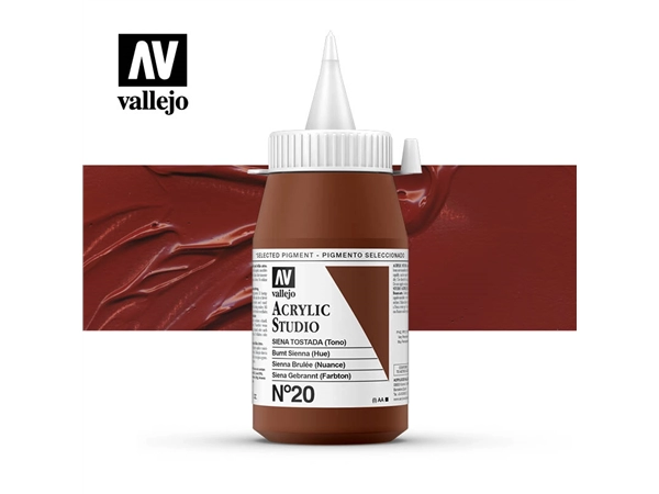 Een Acrylverf Vallejo 500 ml burnt sienna 20 koop je bij Terpen Tijn