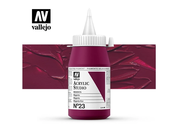 Een Acrylverf Vallejo 500 ml magenta 23 koop je bij Terpen Tijn