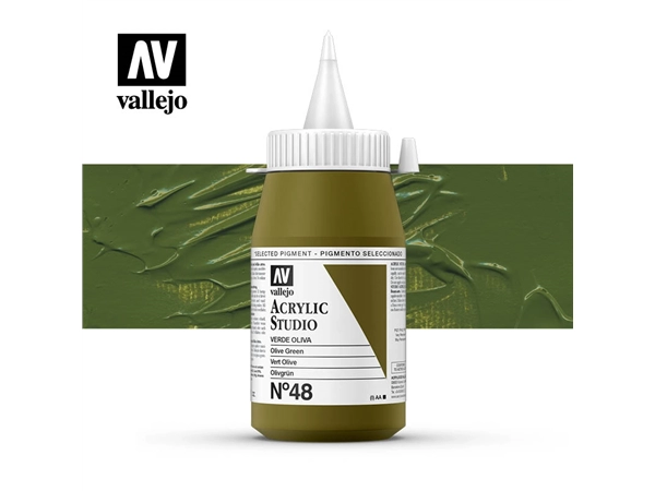 Een Acrylverf Vallejo 500 ml olive green 48 koop je bij Terpen Tijn