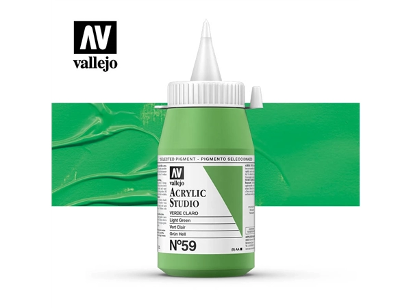 Een Acrylverf Vallejo 500 ml green light 59 koop je bij Terpen Tijn