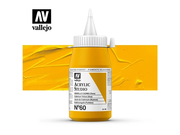 Een Acrylverf Vallejo 500 ml cadmium yellow hue 60 koop je bij Terpen Tijn