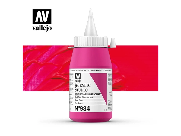 Een Acrylverf Vallejo 500 ml red pink fluorescent 934 koop je bij Terpen Tijn