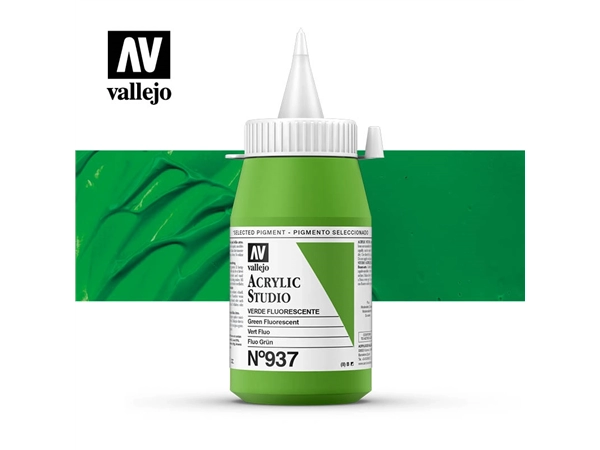 Een Acrylverf Vallejo 500 ml green fluorescent 937 koop je bij Terpen Tijn