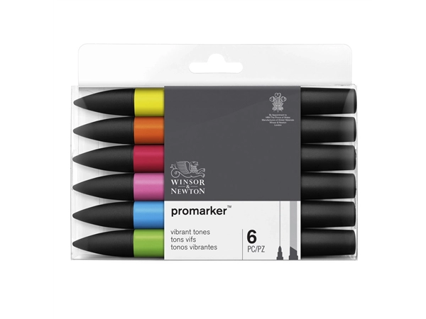 Een Winsor & Newton Promarker set 6 vibrant tones koop je bij Terpen Tijn