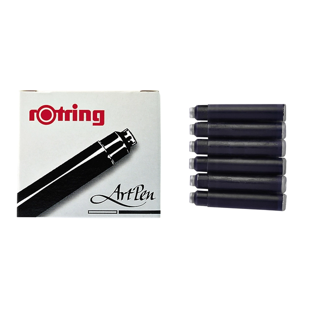 Een Inktpatroon zwart 6 stuks voor Rotring Artpen koop je bij Terpen Tijn