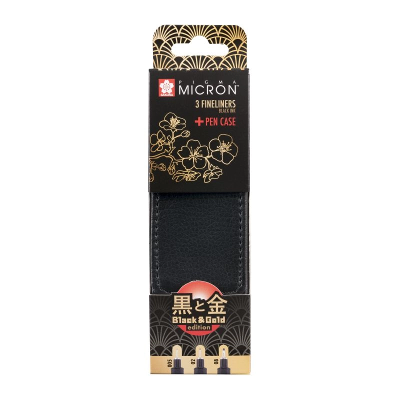 Een Sakura Pigma Micron fineliner set 3 stuks Black&Gold edition koop je bij Terpen Tijn