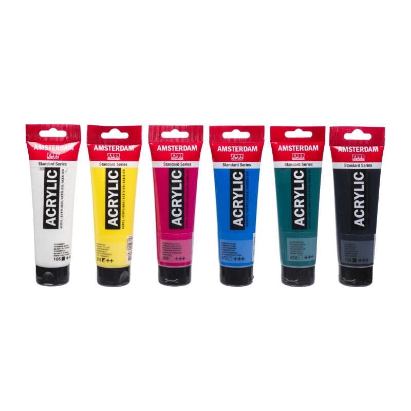 Een Amsterdam acrylverf 6 tubes 120 ml Classroom Set koop je bij Terpen Tijn