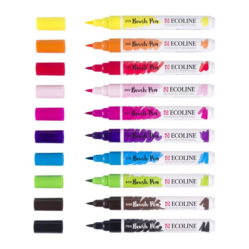 Een Ecoline brushpen set 10 stuks helder koop je bij Terpen Tijn