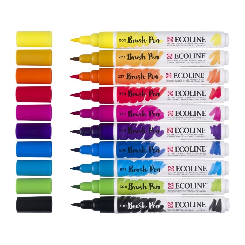 Een Ecoline brushpen set 10 stuks primair koop je bij Terpen Tijn