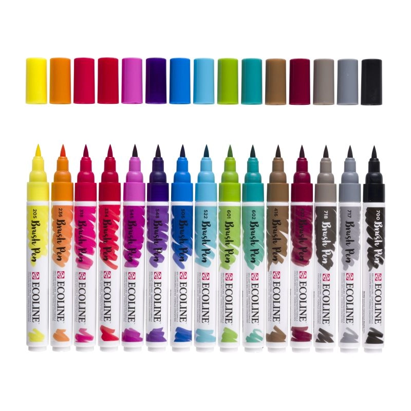 Een Ecoline brushpen set 15 stuks koop je bij Terpen Tijn