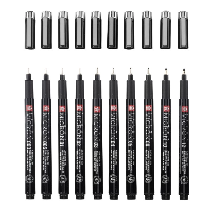 Een Sakura Pigma Micron fineliner set 10 stuks in gratis etui koop je bij Terpen Tijn