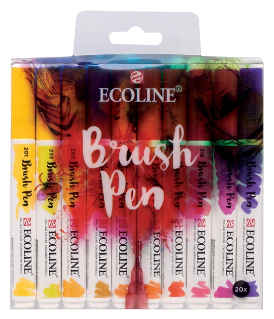 Een Ecoline brushpen 20 stuks set koop je bij Terpen Tijn