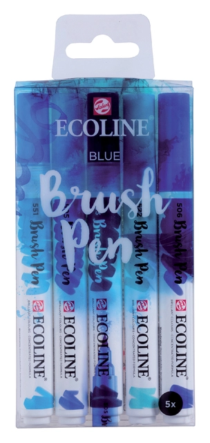 Een Ecoline brushpen 5 stuks blauw set koop je bij Terpen Tijn