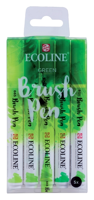 Een Ecoline brushpen 5 stuks groen set koop je bij Terpen Tijn