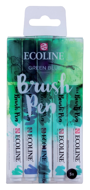 Een Ecoline brushpen 5 stuks groen blauw set koop je bij Terpen Tijn