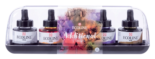 Een Ecoline vloeibare waterverf 5 flacons 30 ml set additional koop je bij Terpen Tijn