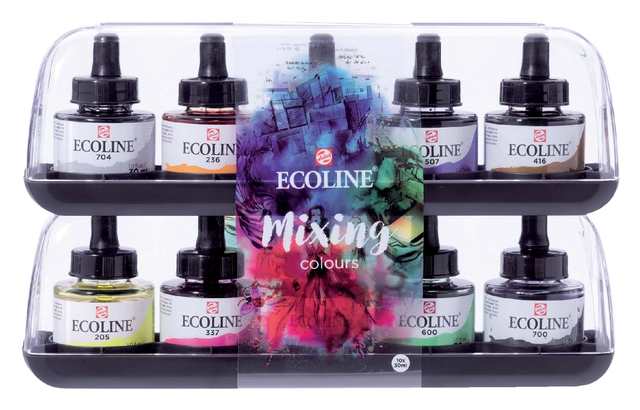 Een Ecoline vloeibare waterverf 10 flacons 30 ml set koop je bij Terpen Tijn