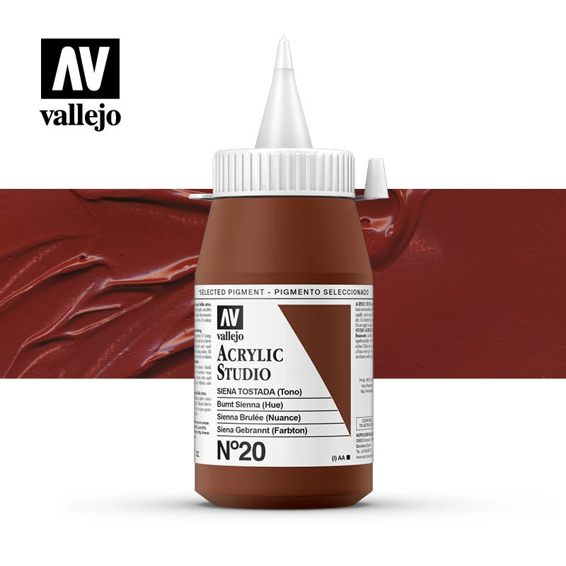 Een Acrylverf Vallejo 500 ml burnt sienna 20 koop je bij Terpen Tijn