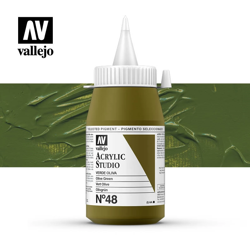 Een Acrylverf Vallejo 500 ml olive green 48 koop je bij Terpen Tijn