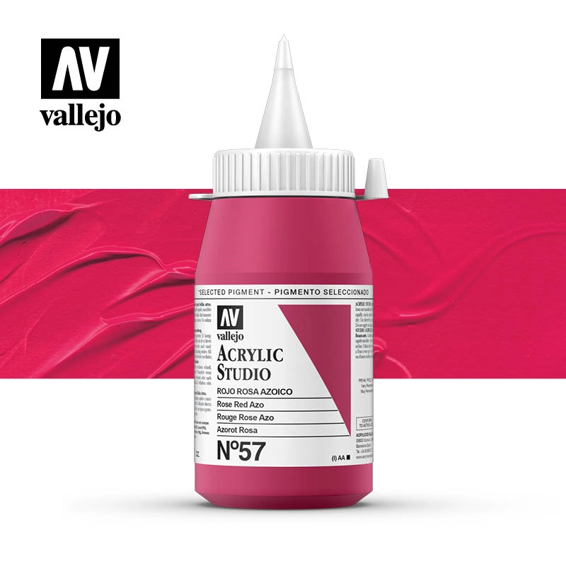 Een Acrylverf Vallejo 500 ml rose red 57 koop je bij Terpen Tijn