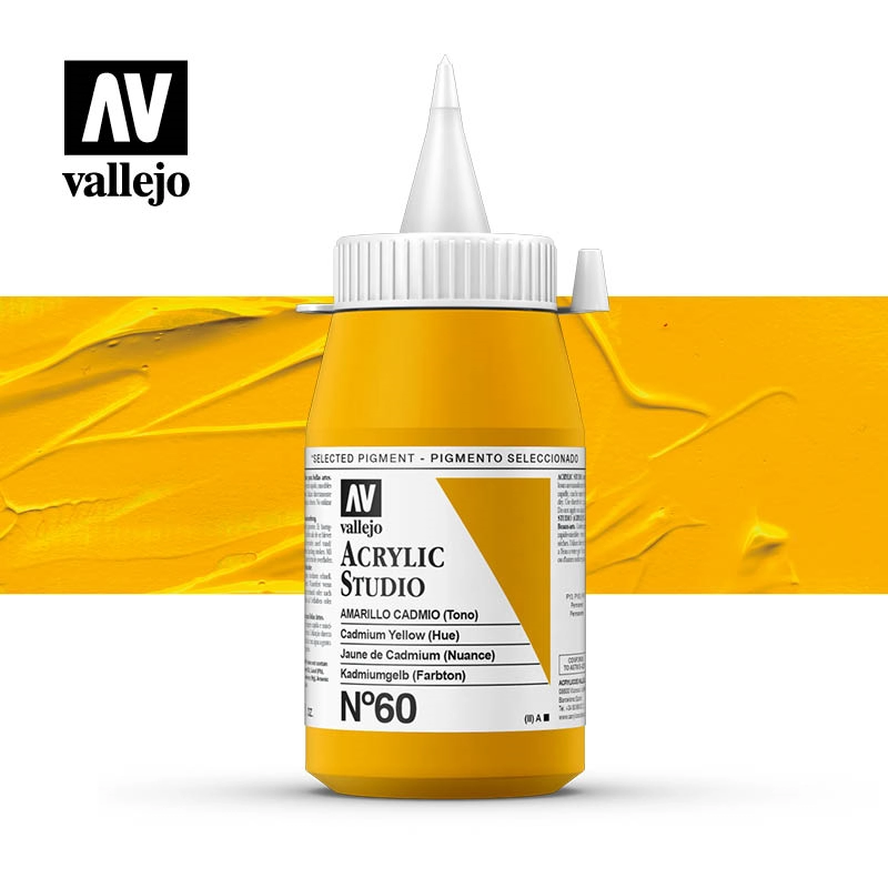 Een Acrylverf Vallejo 500 ml cadmium yellow hue 60 koop je bij Terpen Tijn