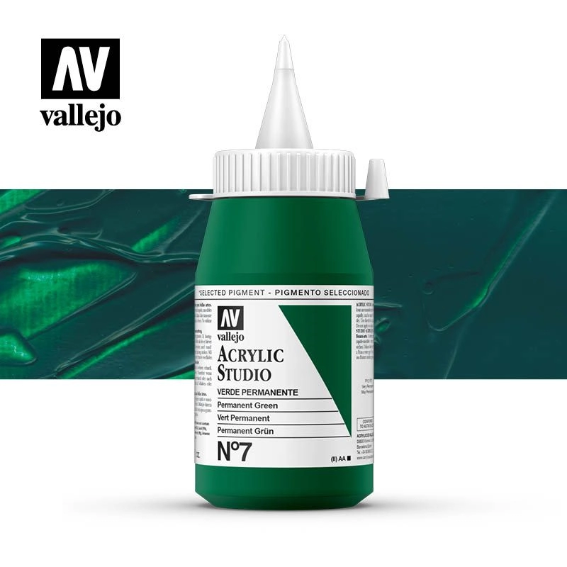 Een Acrylverf Vallejo 500 ml permanent green 7 koop je bij Terpen Tijn